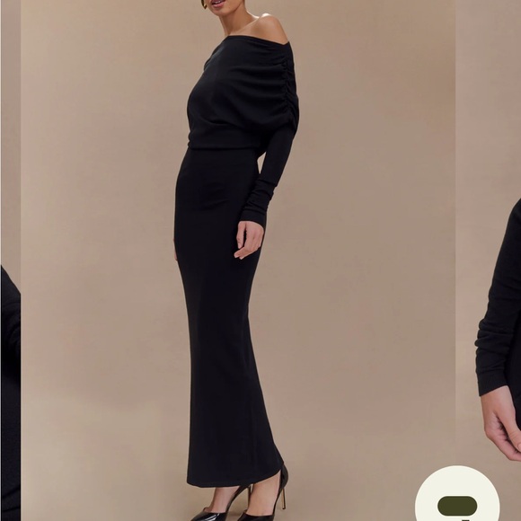 Meshki Asymmetric Long Sleeve Maxi Dress in Black - Picture 4 of 8